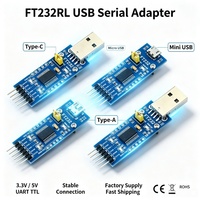 Módulo convertidor USB UART TTL FYX Stock FT232RL FT232R, adaptador de programación serial USB, placa de descarga 3V3 5V integrada