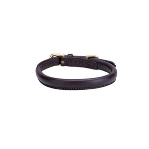 Saman Exports Premium Quality Dark Brown Leather Round <b>Dog</b> <b>Collar</b> Top Indian Supplier Wholesaler and Manufacturer - Product Image 5