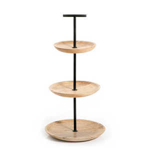 Soporte para Pasteles de Madera y Metal de Grado Alimenticio, Ecológico y de Diseño Atractivo, para Servir Cupcakes y Postres, Soporte Portátil para Mesa - Product Image 1
