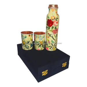 Ensemble de bouteilles en cuivre imprimées Meena, gobelet, boîte en velours noir, isolation thermique, 1000 ml, cadeau d'affaires, mariage, maison - Product Image 3