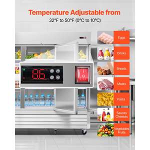 85\"W Commercial <b>Kitchen</b> Upright Refrigerator 69 Cu.Ft <b>Stainless</b> <b>Steel</b> Three Auto-Defrost Doors 12 Adjustable <b>Shelves</b> 32-50F - Product Image 3