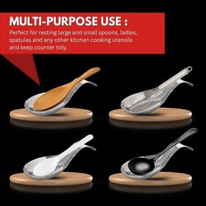 Repose-cuillère en acier inoxydable de qualité supérieure pour comptoir, plaque de cuisson ou station café – Accessoire de cuisine, support à ustensiles - Product Image 3