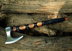 Premium <b>Viking</b> Art Builder's Hatchet 6 Stainless Steel Blade Wooden Leather Grip 24 Overall Length for Woodworking Splitting - Product Image 5