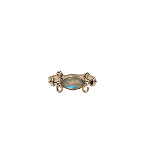Bague artisanale sertie d'une pierre de labradorite marquise, en argent sterling 925, avec un serti unique, bijou cadeau en malachite - Product Image 2