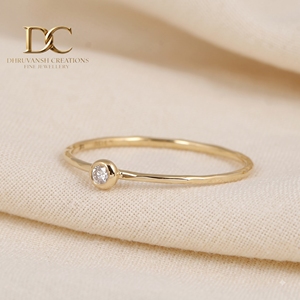 Anillo de Oro Sólido de 14 Quilates con Diamante Cultivado en Laboratorio, Corte Brillante Redondo de 1.80 mm, Joyería Única para Mujer, Regalo Perfecto para Fiesta de Compromiso - Product Image 4
