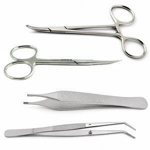 Kit d'instruments manuels pour la dissection des tissus et la retraitement des sutures, pour usage hospitalier, avec forceps Mosquito, ciseaux et pinces - Product Image 1