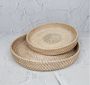 Fabulous Design White Rattan Round <b>Tray</b> For Books Plastic Storage Desk Use <b>Tray</b> <b>Basket</b> Wicker At Nice Price - Product Image 6