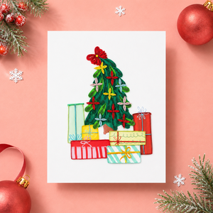 Elegantes Tarjetas de Felicitación Navideñas de Papel Quilling Hechas a Mano con Diseño de Árbol de Pino - Fábrica Mayorista OEM/ODM de Vietnam - Product Image 1