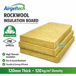 Panneau <span class=keywords><strong>de</strong></span> laine <span class=keywords><strong>de</strong></span> roche aérospatiale 120 kg/m² 120 mm - Isolation haute température classe A1 résistance au feu 0,036 W/mK conductivité thermique pour - Product Image 1