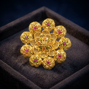 Wholesale 14K18K24K Micron Gold Plated Flower Design Fashion Rings Traditional African & Dubai Style <b>Bridal</b> Forming Finger Rings - Product Image 3