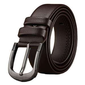 Durable Genuine Leather Belt with Steel Buckle-Casual Handmade <b>Accessory</b> for Men's Trousers - Product Image 1