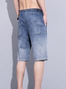 กางเกงยีนส์ขาสั้นผู้ชายทรงหลวมสำหรับฤดูร้อน ผ้าฝ้าย 100% สีน้ำเงิน ยางยืด ทรงตรง สวมใส่สบาย แฟชั่นอเนกประสงค์ แห้งเร็ว ระบายอากาศได้ดี - Product Image 5