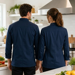 Uniforme de Chef al por Mayor, Corte Regular, Manga Larga, Tejido Transpirable, Cierre de Botones, Chaqueta de Cocina de Poliéster y Algodón para Restaurante - Product Image 2