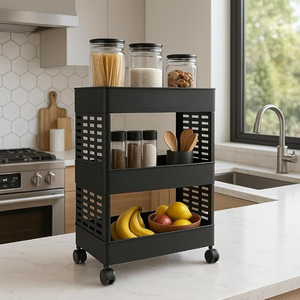 Handmade Black Metal Three Layer Spice Rack <b>Standing</b> Type Kitchen Storage <b>Shelf</b> Durable Modern Design Storage <b>Shelves</b> - Product Image 5