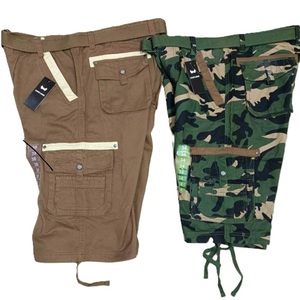Shorts cargo personnalisés 100 % coton sergé pour homme, lot de 10, multicolores, avec ceinture et plusieurs poches, fournisseur du Bangladesh. - Product Image 1