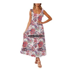 Robe tunique de plage sans manches à bretelles spaghetti, imprimée au bloc à la main, style décontracté et sexy pour femmes, fournisseur indien - Product Image 1