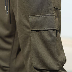 <b>Men's</b> Olive <b>Green</b> <b>Cargo</b> <b>Pants</b> Elastic Waist Drawstring Multiple Pockets Casual Joggers Autumn Wear Midweight Polyester Trousers - Product Image 4