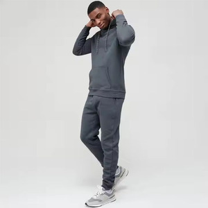 Conjunto Deportivo de Algodón Gris para Hombre, Sudadera con Capucha y Pantalones Largos de Color Sólido, Ropa Casual de Otoño con Bolsillos Laterales - Product Image 3