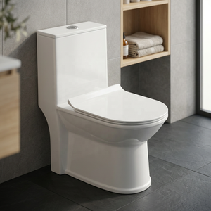 WC monobloc en céramique moderne à siphon en S pour bâtiments commerciaux et projets hôteliers - Product Image 4