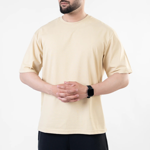 T-shirts décontractés surdimensionnés pour hommes en coton élasthanne, coupe classique, couleur unie, manches courtes, impression sérigraphique - Product Image 3