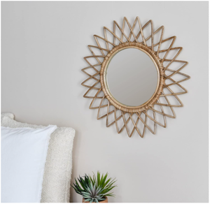 Vietnam Modern Rattan Floral Round <b>Mirror</b> Handmade <b>Wall</b> Decor - Product Image 2