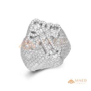 Mens Silver Tone Cross <b>Ring</b> <b>Iced</b> Hip Hop Statement <b>Ring</b> Luxury Fashion Jewelry for Men - Product Image 6