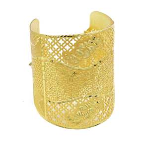 Wholesale 14K 18K 24K Dye Gold Plated Wide Filigree Or Lattice <b>Cuff</b> <b>Bracelet</b>, <b>Fashion</b> <b>Cuff</b> <b>Bracelets</b>, Brass <b>Cuff</b> Kada <b>Bracelets</b>. - Product Image 2