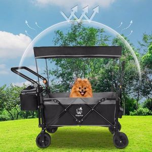 Carrello Pieghevole Robusto con Tettuccio Rimovibile, Ruote Grandi da 4 Pollici per Tutti i Terreni, Freno e Maniglia Regolabile per Uso in Spiaggia - Product Image 4