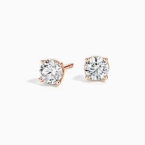 Pendientes de Diamante Redondo Cultivado en Laboratorio con 4 Puntas, Oro Amarillo Sólido de 14K, 18K, 22K, VVS, VS, SI, D a G, Joyería Fina de Lujo, Regalo, OEM, ODM - Product Image 1