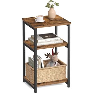 <b>Small</b> End <b>Table</b> Tall Nightstand Rustic Brown and Classic <b>Black</b> for Living Room Bedroom Office Bathroom - Product Image 1