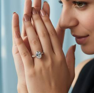 Anillo de Moissanita Opalina con Corte Ovalado, Plata de Ley 925, Brillante, Clásico, para Compromiso, Boda y Fiesta, Anillo para Mujer - Product Image 2