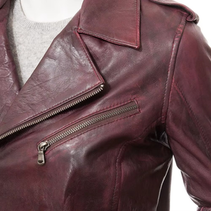 Chaqueta de Motociclista de Cuero Genuino para Mujer, Color Sólido, Cuello Camisero, Manga Larga, Cierre con Cinturón, Estilo Otoñal, Nuevo Color Personalizado - Product Image 4