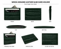 WRIZA Dompet Minimalis Tempat Kartu Kulit Asli Gaya Inggris dengan Tekstur Kulit Buaya Premium Desain Ringkas untuk Pria dan Wanita