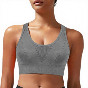 Soutien-gorge de sport noir à maintien élevé avec empiècements et bretelles larges pour femme, idéal pour l'entraînement et le fitness - Product Image 4