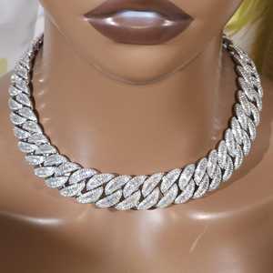 Cadena Cubana de Lujo para Hombre, Chapada en Rodio, con Incrustaciones de Diamantes Moissanite, Plata de Ley 925, Estilo Hip Hop - Product Image 2