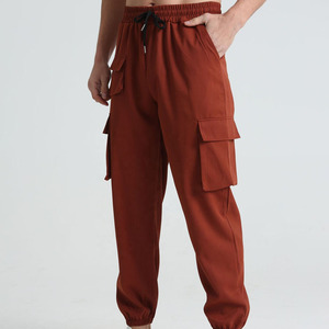 Men's Brown <b>Cargo</b> Jogger Pants Elastic Waist Drawstring Closure Multiple Pockets Casual <b>Stretch</b> Breathable Autumn Wear - Product Image 2