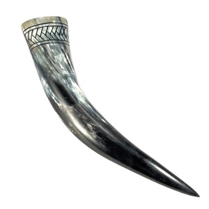 Cuerno de búfalo pulido hecho a mano con diseño de logotipo de cuervo vikingo tallado, forma natural, arte ecológico coleccionable, decoración para el hogar - Product Image 3