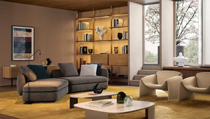 Modern Curved Solid Teak Wood <b>Sofa</b> Set Luxury Boucle 2 Seater Couches Accent Chairs Living Room Furniture Wholesale - Product Image 5