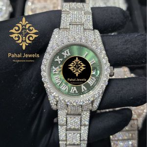 Reloj de Diamantes de Lujo para Mujer Pahal Jewels, Caja Redonda de Acero Inoxidable de 40 mm, Cuarzo Analógico, Cristal de Zafiro, Correa de 25 cm - Product Image 1