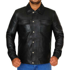 Veste en cuir de vachette de haute qualité, noire, col montant, coupe-vent, imperméable, fermeture éclair, décontractée, style streetwear, pour homme - Product Image 1