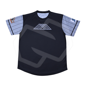 Camiseta de Béisbol Sublimada Unisex, Cuello Redondo, Manga Corta, Absorbe la Humedad, Transpirable, Ecológica, 100% Poliéster, Estampado Geométrico - Product Image 1