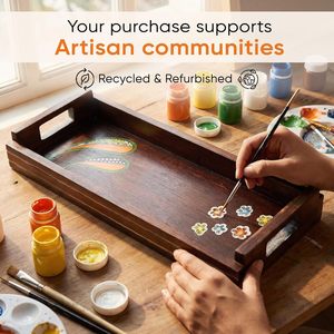 Handpainted Design Wooden Serving <b>Tray</b> for Kitchen <b>Tea</b> Coffee Serving Rectangle <b>Trays</b> Elegant Decorative for Sale At Best Price - Product Image 3