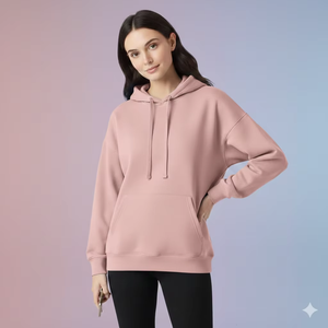 Sweat à capuche long et ample pour femme, en velours et mélange de coton, doux et chaud, style décontracté et streetwear - Product Image 4