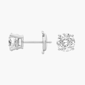 Pendientes de diamantes redondos brillantes de cuatro puntas, 2.00 quilates, diamantes cultivados en laboratorio en oro amarillo de 14 quilates, regalo de aniversario de boda - Product Image 3