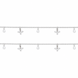 925 Sterling Silver Cross Charm <b>Anklet</b> for Women High Polish Cubic Zirconia Dangle Design Daily Wear Beach Party Anniversary - Product Image 3