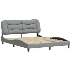 Cadre de lit Hvar en tissu gris clair 59,8''x79,9'' sans matelas, lits rembourrés - Product Image 3