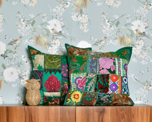 Indian Cotton Handmade Patchwork Khambadia Bohemian Style Eco-Friendly washable custom Cushion <b>Cover</b> <b>Sofa</b> Decor Export Quality - Product Image 3