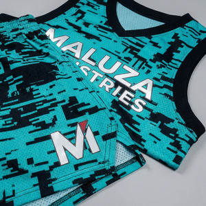 Conjunto de uniforme de baloncesto sublimado personalizado, camiseta de malla transpirable, pantalones cortos, kit deportivo con camuflaje digital, MALUZA INDUSTRIES - Product Image 5