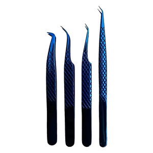 OEM Design <b>Set</b> of 4 Diamond Grip Eyelash Extensions Tweezers - Japanese Steel Lash Supply Eyelash - Product Image 1