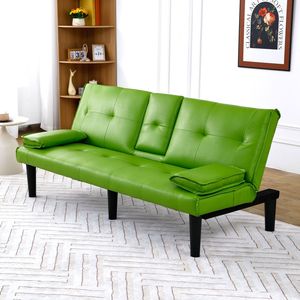Divano Letto Multifunzionale in PVC Verde da 67 Pollici con Portabicchieri Pieghevole, Estremamente Pratico per Trasformare in un Spazio Confortevole - Product Image 5